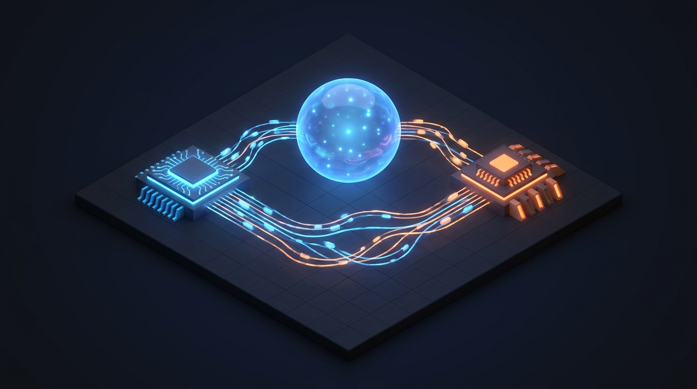 Conceptual illustration of a large shared memory pool feeding both CPU and GPU