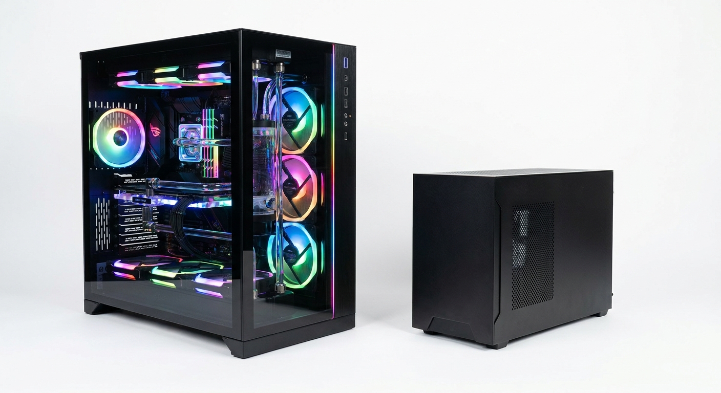 Side-by-side comparison of budget vs high-end gaming desktops