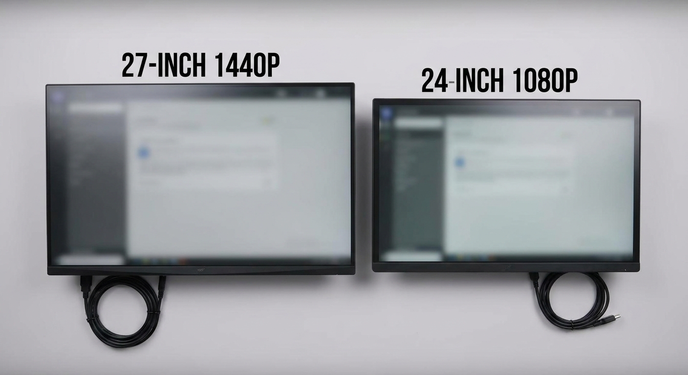 27-inch 1440p vs 24-inch 1080p gaming monitor size comparison