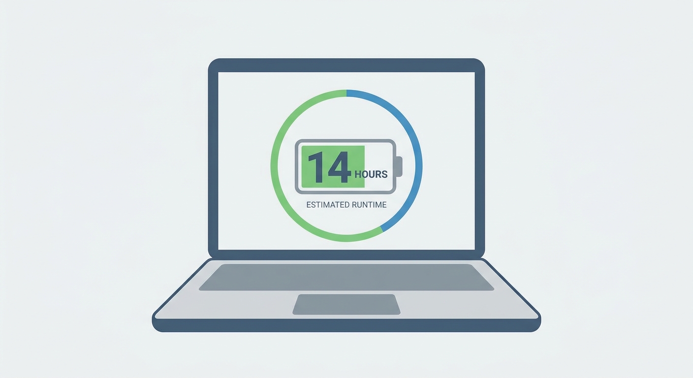 College laptop battery life infographic showing all-day battery performance