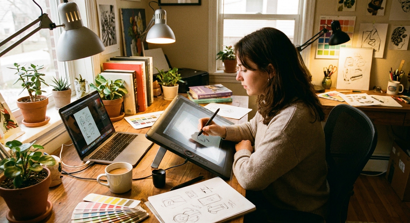 Laptop for creative college students doing graphic design work