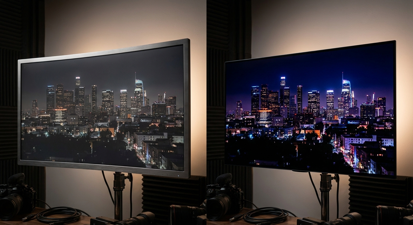 Side by side comparison of display contrast