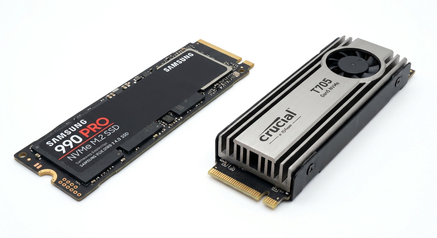Top PCIe 4.0 and PCIe 5.0 NVMe SSD models compared side by side