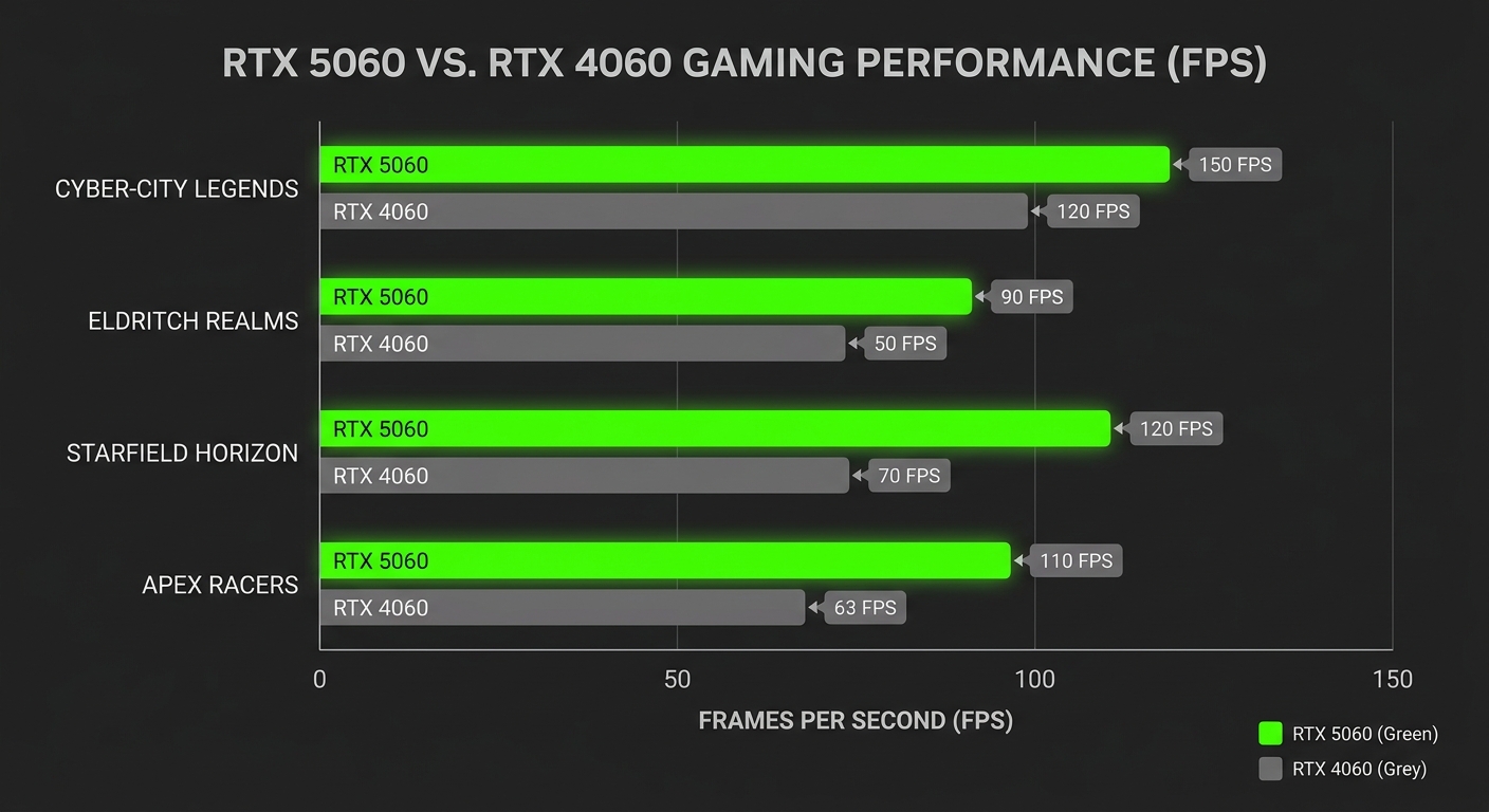 RTX 5060 vs RTX 4060 gaming benchmark comparison chart
