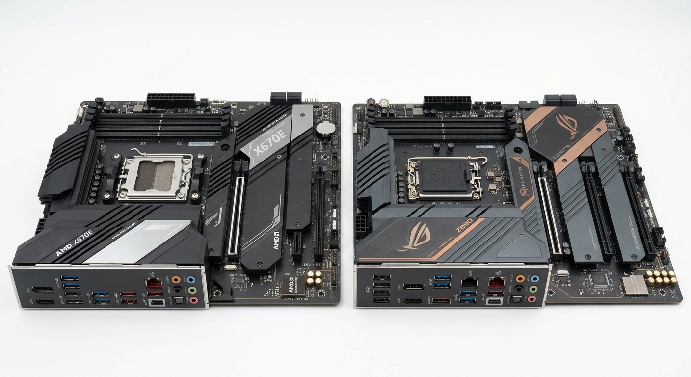 AMD X670E vs Intel Z890 motherboard comparison side by side