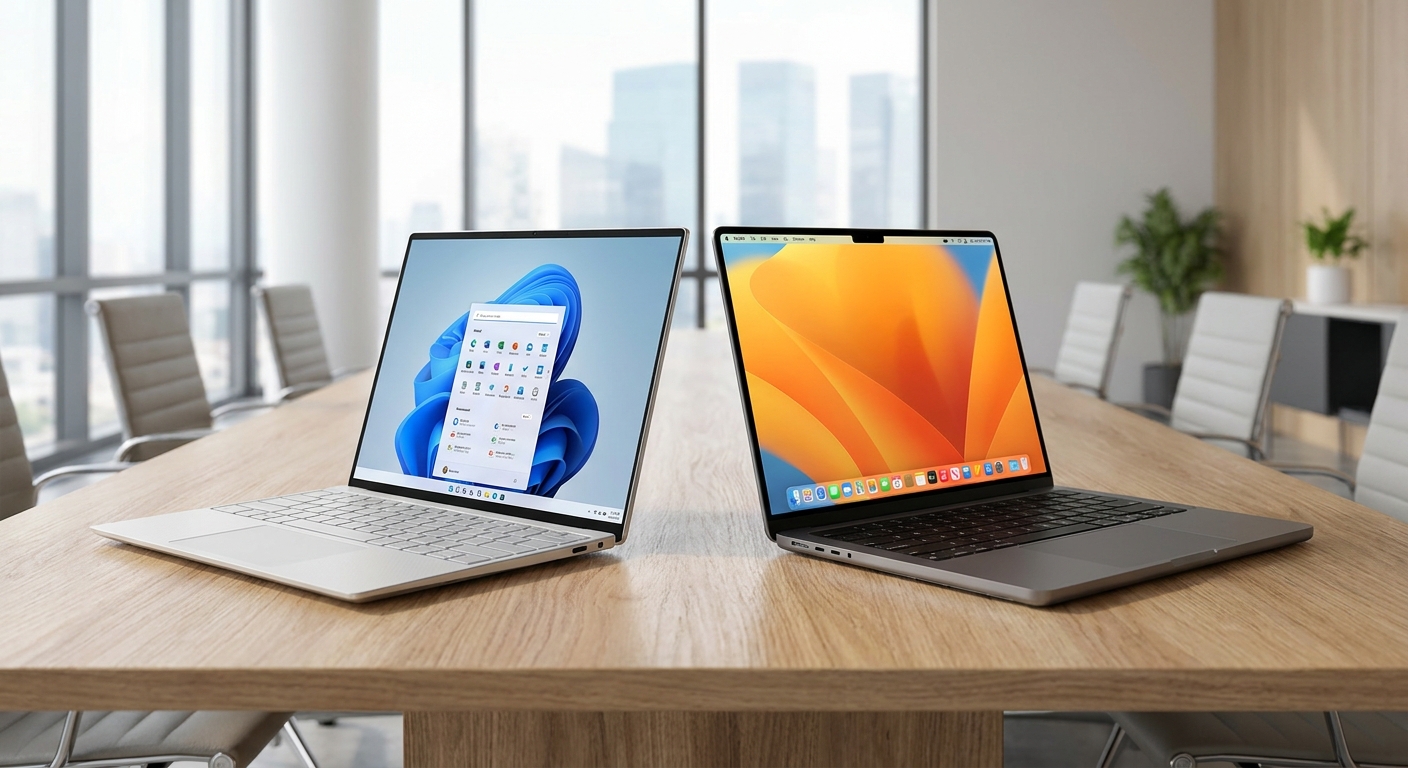 Two premium ultrabooks compared side by side for business use