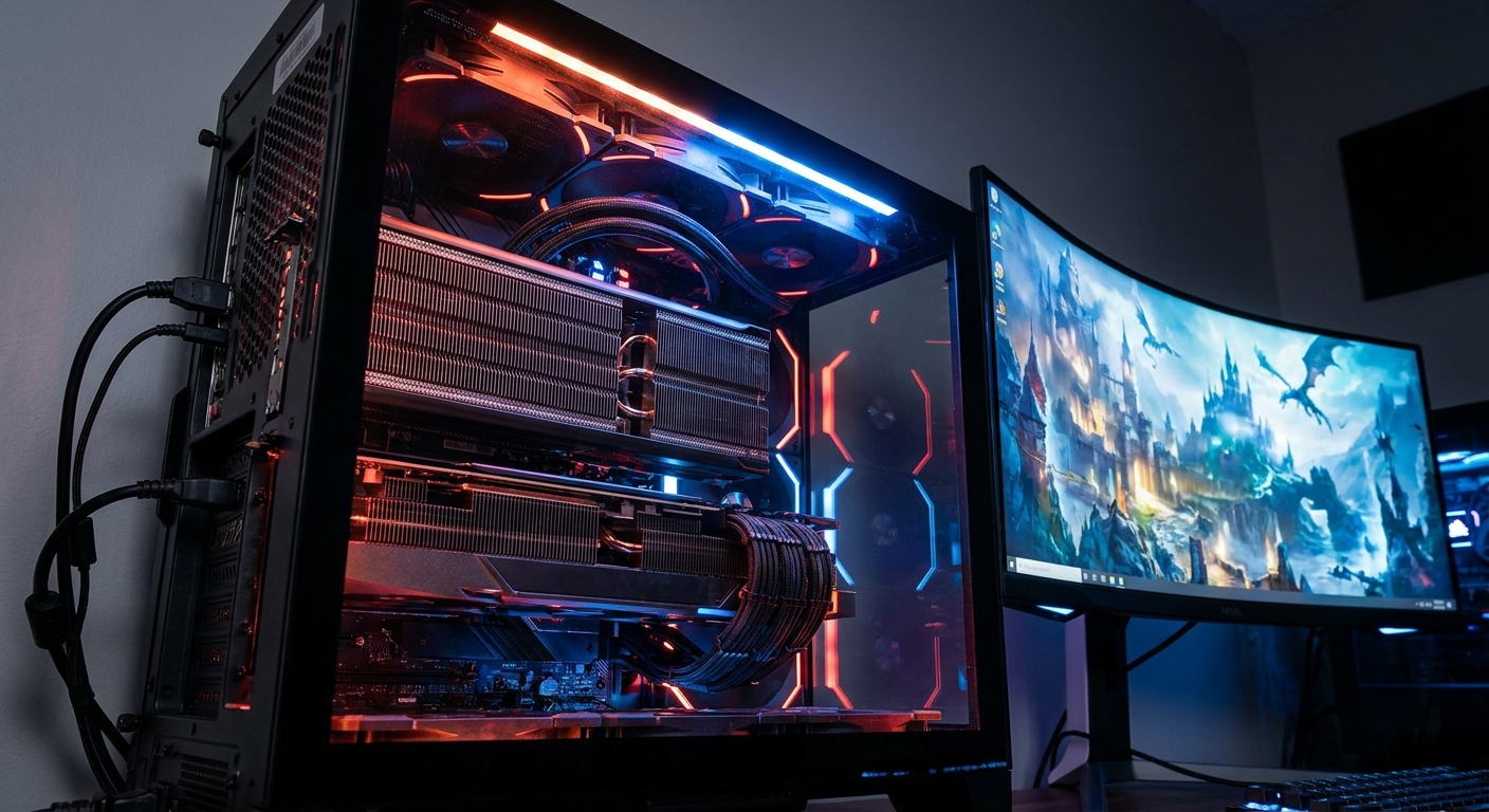 AMD Radeon RX 9070 and RX 9070 XT graphics cards installed in a modern gaming desktop