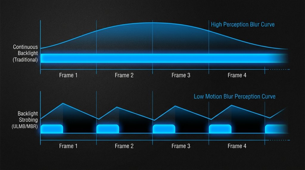 Backlight Strobing vs Continuous Backlight Diagram