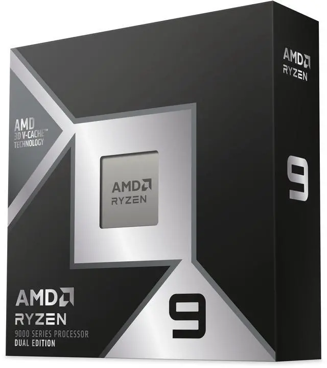 AMD Ryzen 9 9950X3D2 Dual Edition processor box on a plain background
