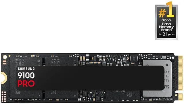 SAMSUNG 9100 PRO 4TB NVMe SSD, bare M.2 2280 module with a black label