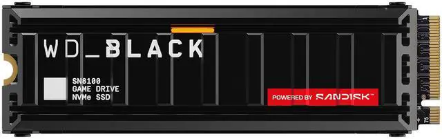 WD_BLACK SN8100 NVMe SSD with its black aluminium heatsink attached, M.2 2280 form factor