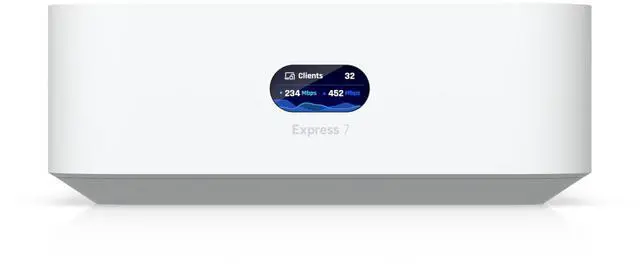 Ubiquiti UniFi Express 7, a small square white networking device with rounded corners