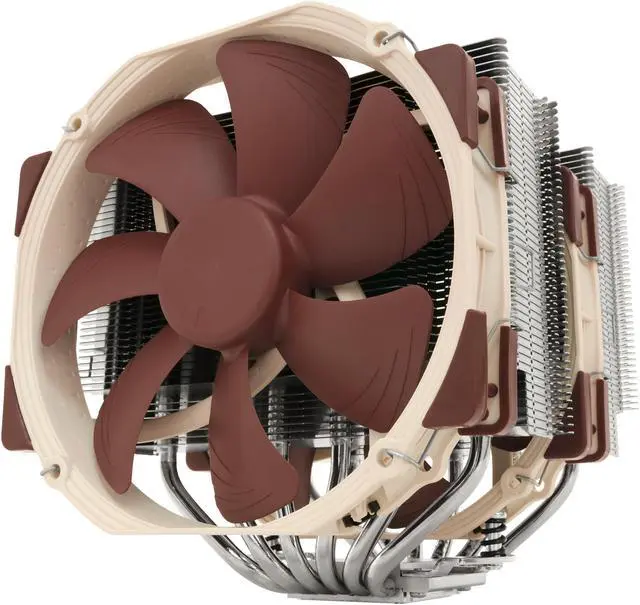 Noctua NH-D15 dual-tower CPU air cooler with two beige and brown 140mm fans