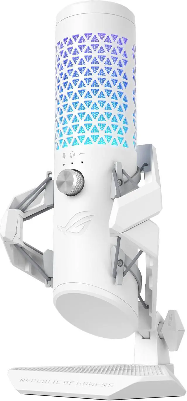 ASUS ROG Carnyx USB gaming microphone in white with metal shock mount