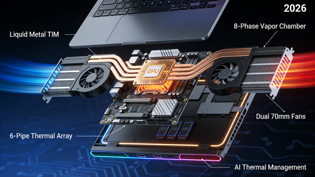 Close-up of a GPU installed in a PC case next to a 4K monitor, RGB lights
