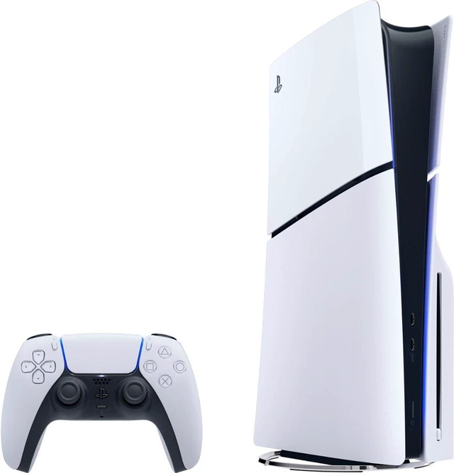 PlayStation 5 Pro Console shown beside a standard PlayStation 5 Slim Disc Console for a hardware comparison
