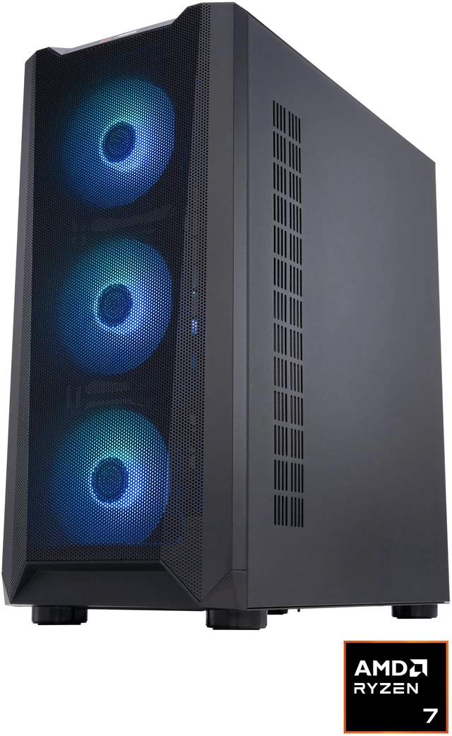 STORMCRAFT SIRIUS gaming desktop PC with RTX 5060 and RGB lighting