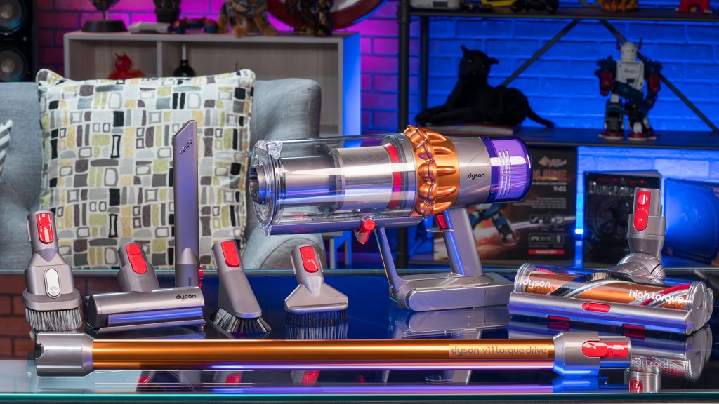 The Dyson V11 cordless vac packs in smart features like the Dynamic Load Sensor for switching surfaces.