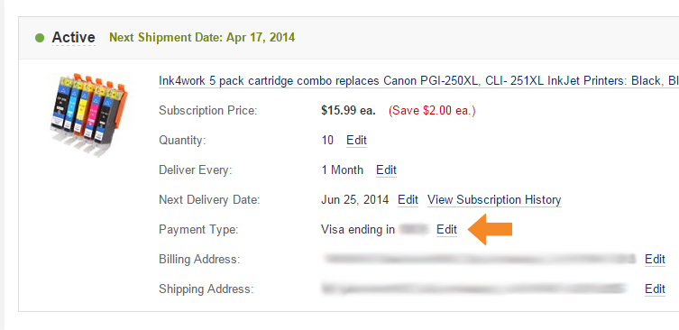 Subscription Program: Modifying a Subscription - Step 4