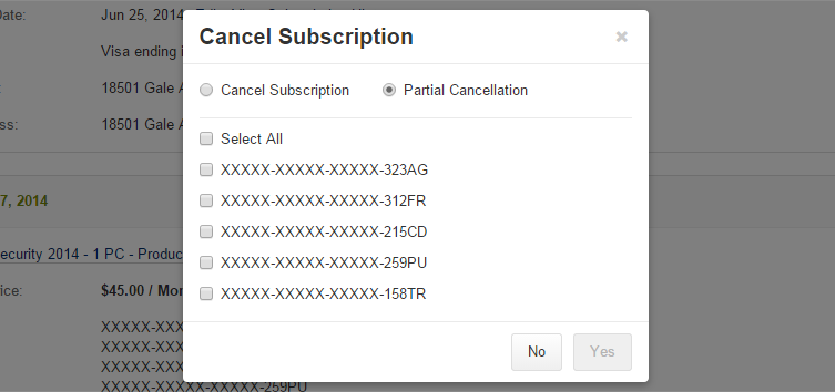 Subscription Program: Canceling a Subscription - Step 4a