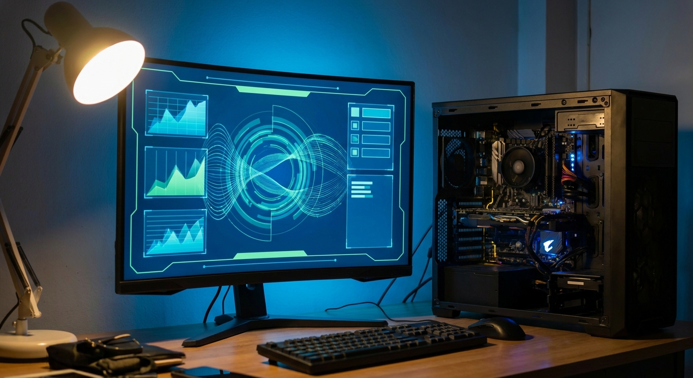 PC monitor showing a firmware setup screen during first boot