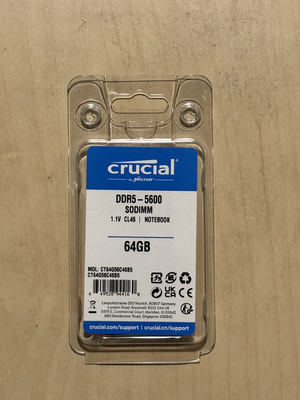 Crucial 64GB 262-Pin DDR5 SO-DIMM DDR5 5600 (PC5 44800
