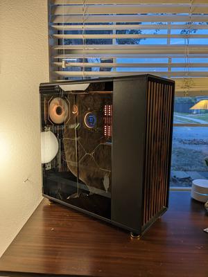 Fractal Design North ATX mATX Mid Tower PC Case - Charcoal Black Chassis  with Walnut Front and Mesh Side Panel 
