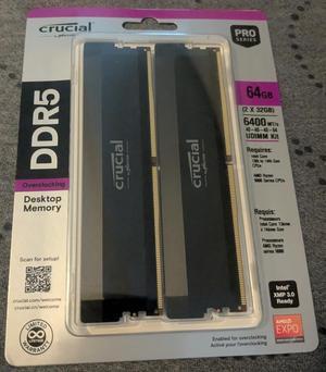 メモリー crucial DDR5 32GB 2x16GB CP2K16G60C36U5W Crucial Pro Overclocking 32GB (2 x 16GB) DDR5 6400 (PC5