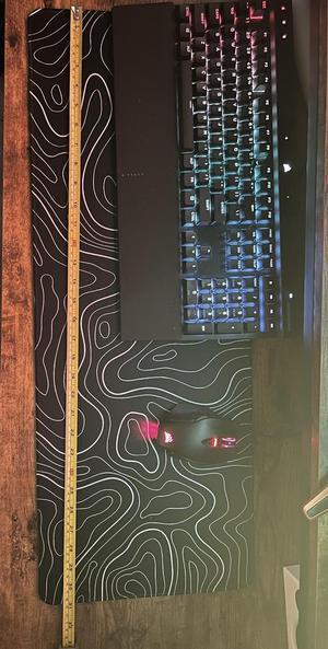 IMAYONDIA Japanse Great Wave grote muismat (35,4 x 15,7 inch), zwarte gaming muismat anime XXL, uitgebreide Kanagawa muismat bureau-onderlegger, antislip rubberen basis, lange computermuizenmat