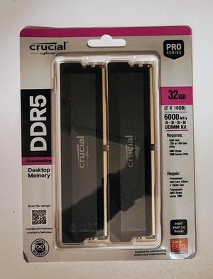 Crucial Pro Overclocking 64GB (2 x 32GB) DDR5 6000 (PC5 Crucial Pro Overclocking 64GB (2 x 32GB) DDR5 6000 (PC5