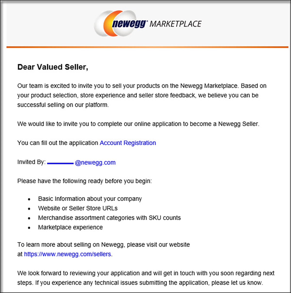 Seller Account Registration - Newegg Marketplace Seller Academy