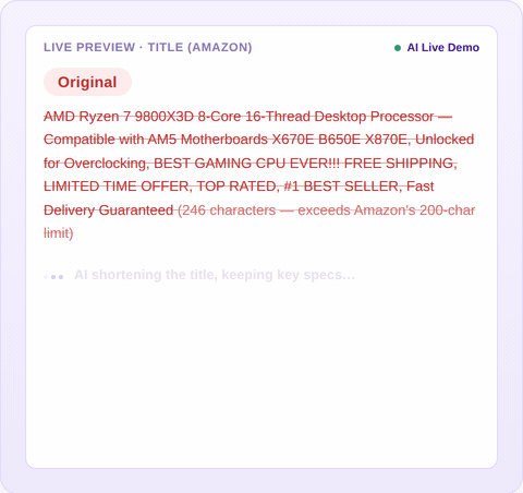 Demo of the Listing Optimizer rewriting a listing