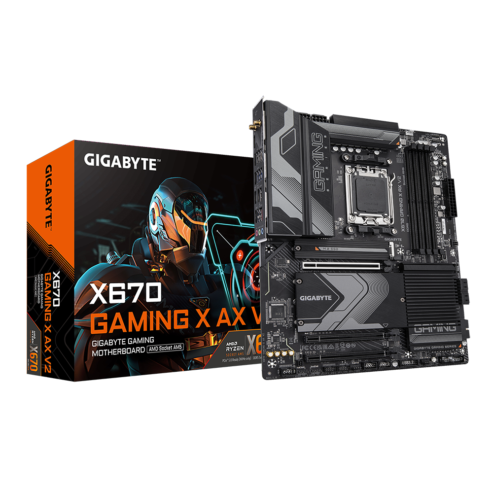 GIGABYTE X670 GAMING X AX V2 AM5 LGA 1718 AMD X670 ATX Motherboard with 5-Y...