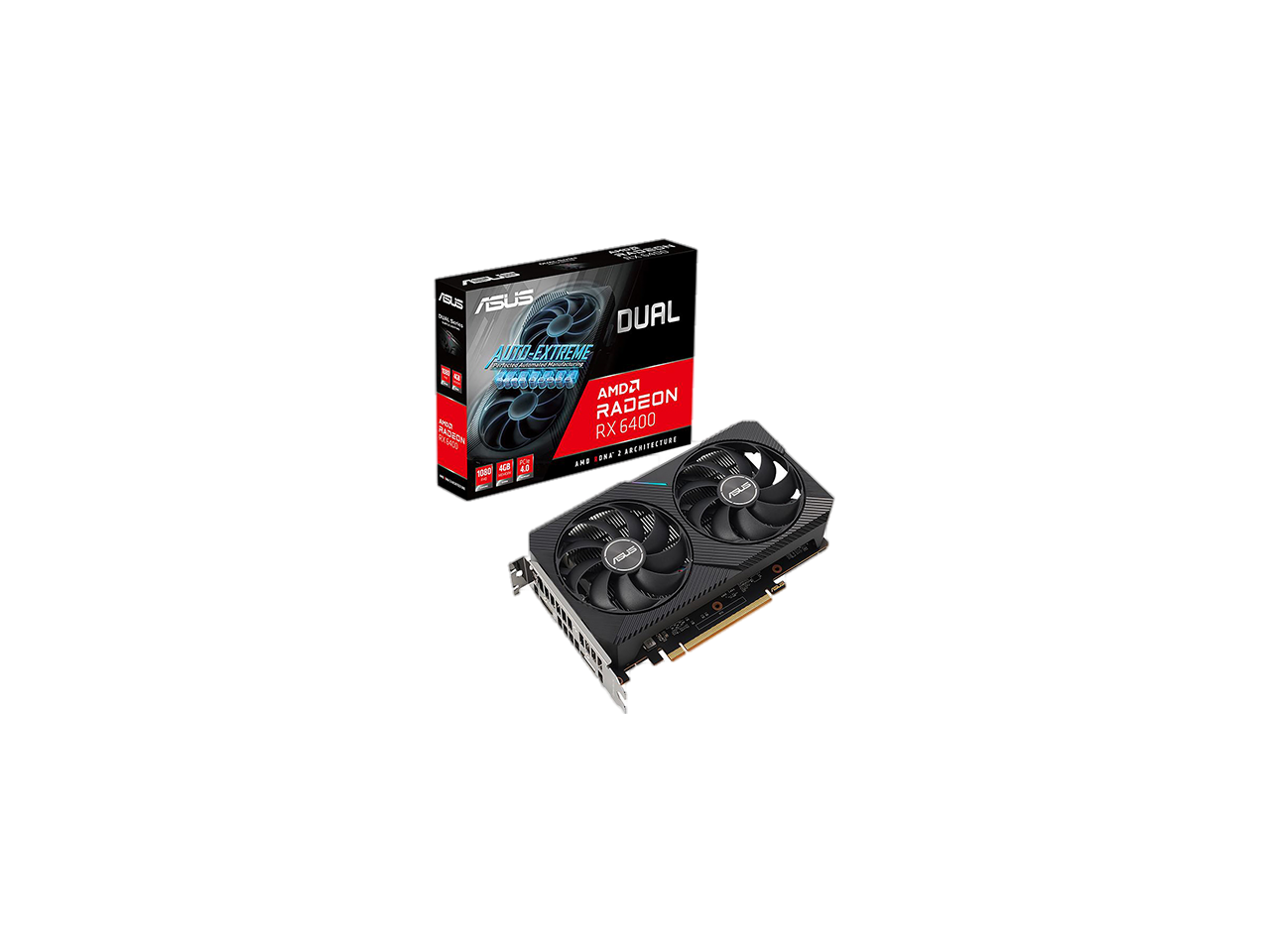 ASUS Dual Radeon RX 6400 4GB GDDR6 PCI Express 4.0 CrossFireX Support Video Card DUAL-RX6400-4G