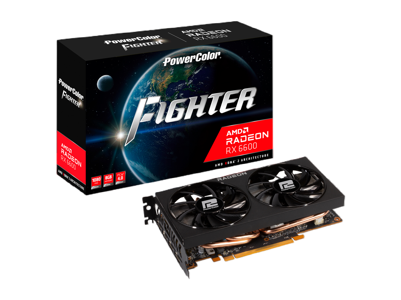 PowerColor Fighter Radeon RX 6600 8GB GDDR6 PCI Express 4.0 ATX Video Card AXRX 6600 8GBD6-3DH