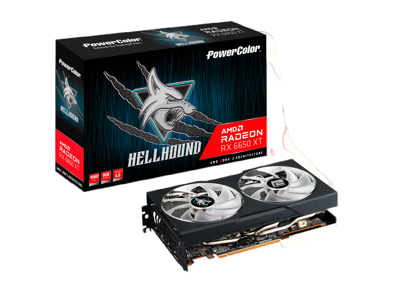 PowerColor Hellhound Radeon RX 6650 XT 8GB GDDR6 PCI Express 4.0 ATX Video Card AXRX 6650XT 8GBD6-3DHL/OC