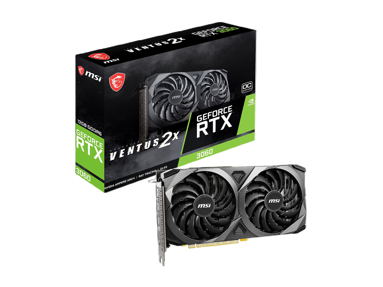 MSI Ventus GeForce RTX 3060 12GB GDDR6 PCI Express 4.0 Video Card RTX 3060 Ventus 2X 12G OC