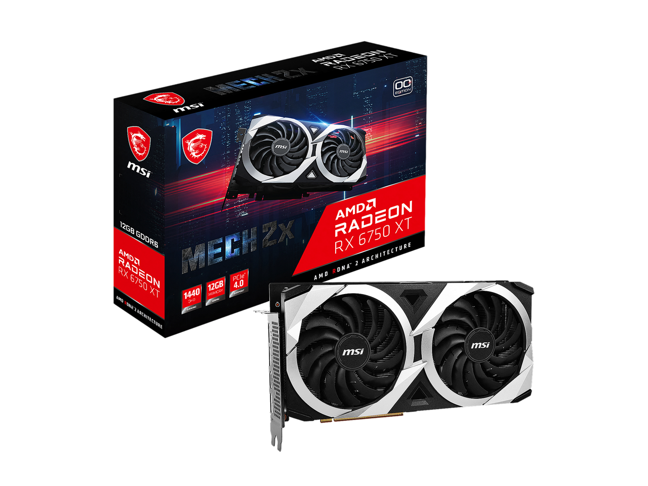 MSI Mech Radeon RX 6750 XT 12GB GDDR6 PCI Express 4.0 Video Card RX 6750 XT MECH 2X 12G OC