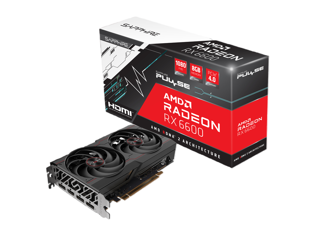 SAPPHIRE PULSE Radeon RX 6600 8GB GDDR6 PCI Express 4.0 ATX Video Card 11310-01-20G