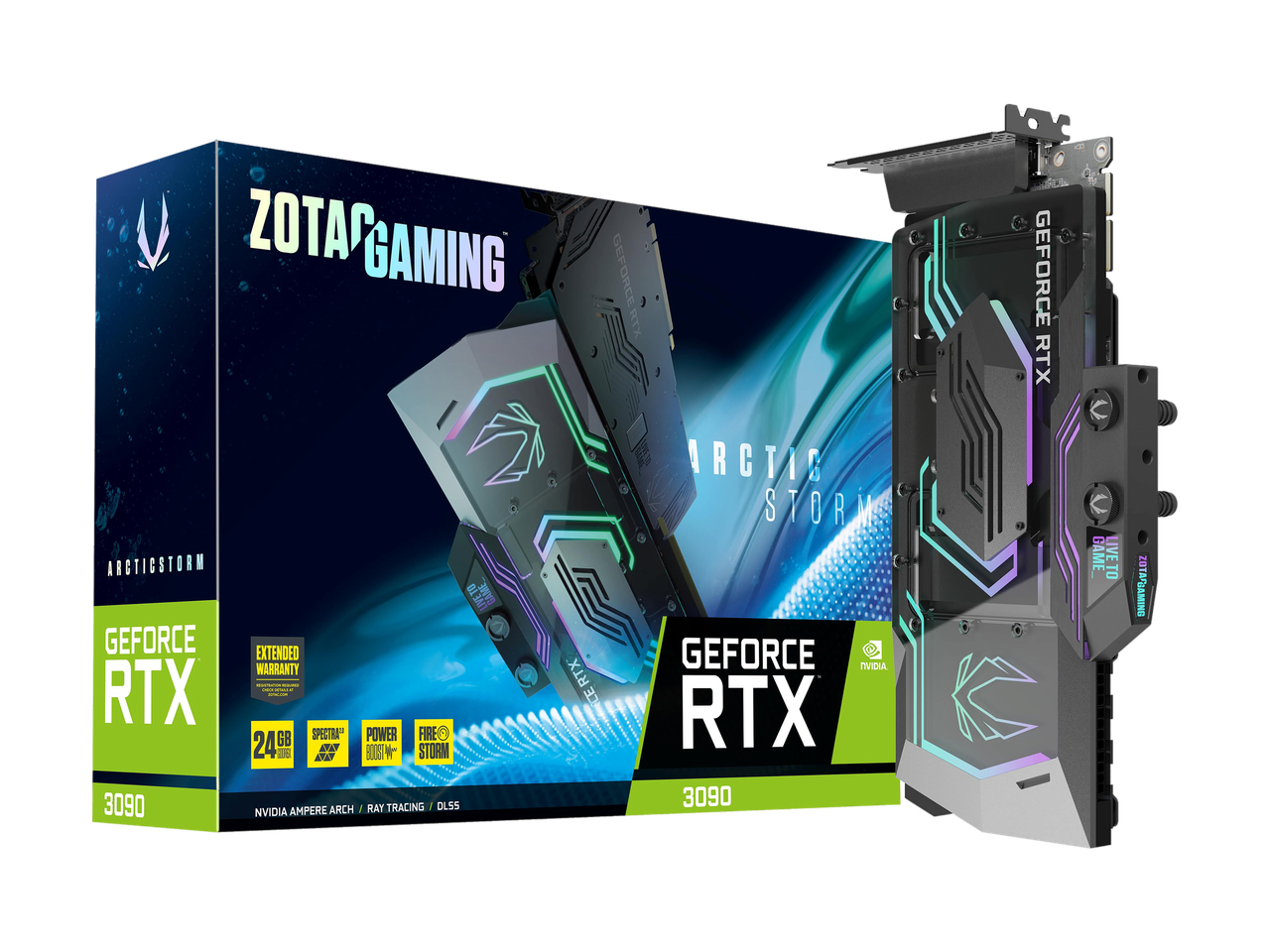 ZOTAC ArcticStorm GeForce RTX 3090 24GB GDDR6X PCI Express 4.0 SLI Support ATX Video Card ZT-A30900Q-30P