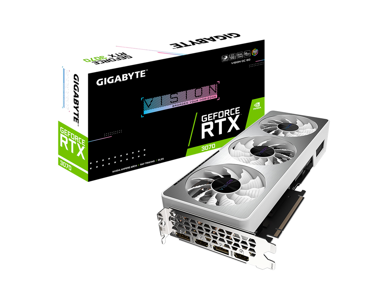 GIGABYTE Vision OC GeForce RTX 3070 8GB GDDR6 PCI Express 4.0 ATX Video Card GV-N3070VISION OC-8GD (rev. 2.0) (LHR)
