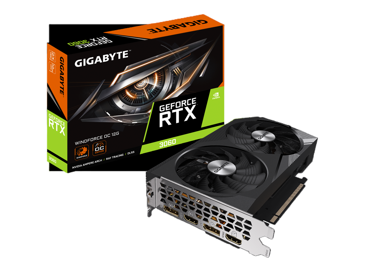 GIGABYTE WINDFORCE OC GeForce RTX 3060 12GB GDDR6 PCI Express 4.0 x16 ATX Video Card GV-N3060WF2OC-12GD
