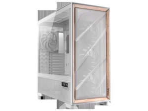 Antec Flux Pro White, 6 x PWM Fans Included, High-Airflow Front Panel with Birch Wood, iShift PSU 90° Mount, USB3.0 x 2, Type-C, 420mm Radiator Support, Temp. Display, Full-Tower E-ATX PC Case