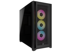 CORSAIR iCUE 5000D RGB AIRFLOW Mid-Tower Case, Black - 3x AF120 RGB ELITE Fans - iCUE Lighting Node PRO Controller - High-airflow Design