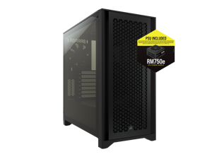 CORSAIR 4000D AIRFLOW Tempered Glass Mid-Tower ATX Case with ATX - RM750e Power Supply installed, Black