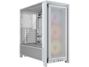 CORSAIR FRAME 4000D RS ARGB Modular High Airflow Mid-Tower PC Case, White – 3x CORSAIR RS ARGB Fans – Fully Customizable Design – InfiniRail™ Fan Mounting System – Fits Multiple 360mm Radiators
