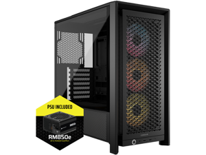 Corsair Frame 4000D Black Steel / Tempered Glass ATX Mid Tower Computer Case with RM850e Power Supply installed