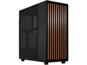 Fractal Design North ATX mATX Mid Tower PC Case - Charcoal Black Chassis with Walnut Front and Mesh Side Panel
