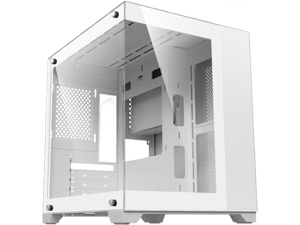 DIYPC DIY-CUBE01-W White USB3.0 Frameless Dual Tempered Glass Micro ATX Gaming Computer Case w/ Dual Tempered Glass Panel. Fans Not Included