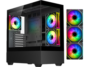 DIYPC ARGB-N5-BK Black USB3.0 / Type C ATX Mid Tower Gaming Computer Case w/2 x Tempered Glass Side Panel and 3 x ARGB PWM Fans Pre-Installed, Support BTF Back Plug MB DIYPC ARGB-N5-BK Black USB3.0 / Type C ATX Mid Tower Gaming Computer Case w/2 x Tempered Glass Side Panel and 3 x ARGB PWM Fans Pre-Installed, Support BTF Back Plug MB